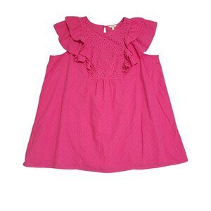 Terra‎ & Sky Pink Eyelet Ruffle Sleeveless Dress 4X Cotteagecore Fairy